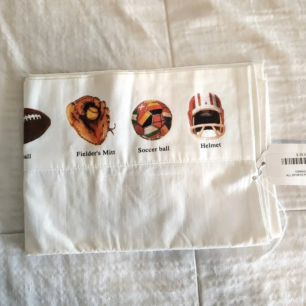 NEW Twin/Single Flat sheet and pillowcase set ALL SPORTS/100% Cotton/super soft!